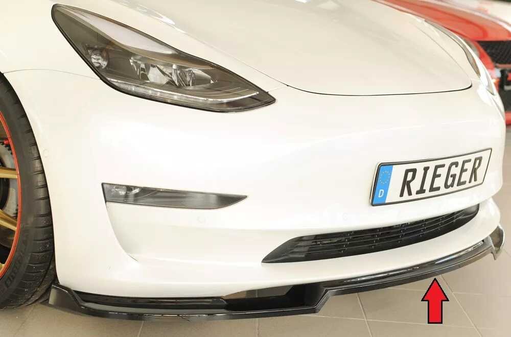 Rieger Tuning Rieger lipa pod přední nárazník pro Tesla Model 3 003, 06/18-, plast ABS lakovaný do černé lesklé barvy