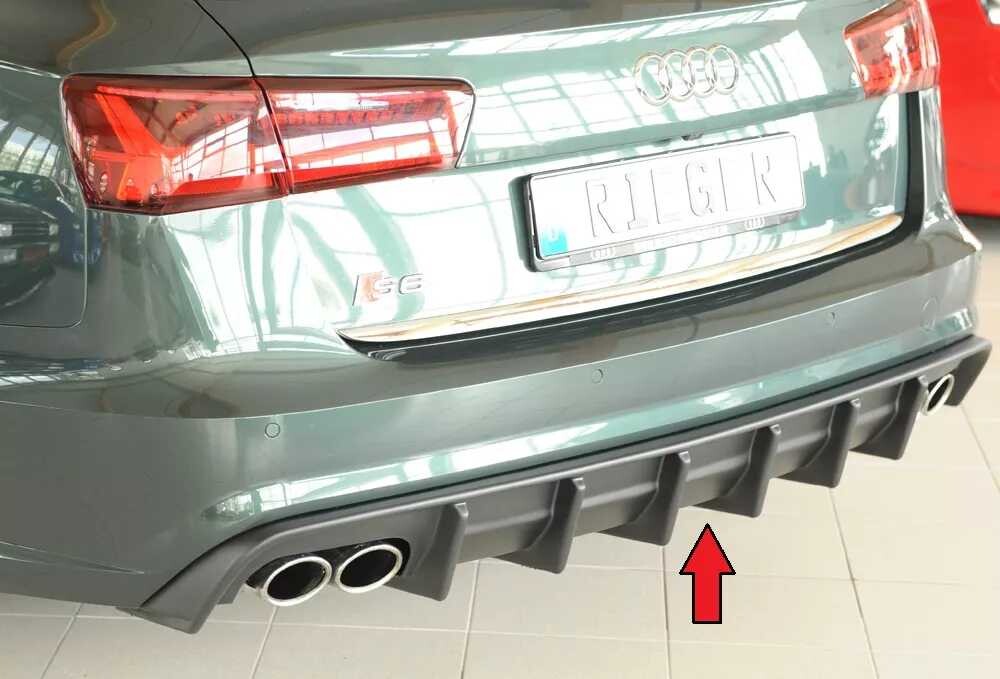 Rieger Tuning Rieger vložka zadního nárazníku pro Audi A6 4G, C7 sedan, plast ABS bez povrchové úpravy, pro orig. dvojitou koncovku vlevo a vpravo