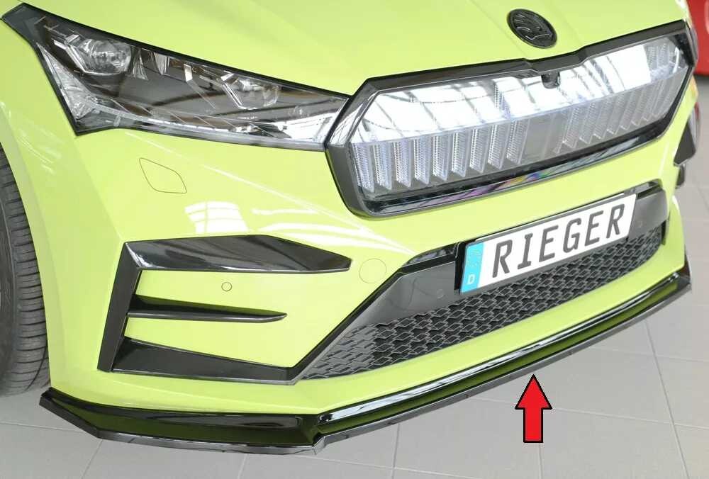 Rieger Tuning Rieger lipa pod přední nárazník pro Škoda Enyaq iV RS SUV (5AZ), 07/21-, plast ABS lakovaný do černé lesklé barvy