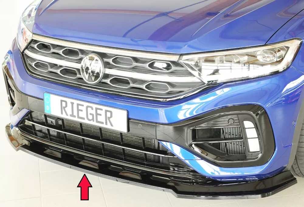 Rieger Tuning Rieger lipa pod přední nárazník pouze pro R / R-Line pro Volkswagen T-roc A1 5-dvéř., 01/22-, plast ABS lakovaný do černé lesklé barvy