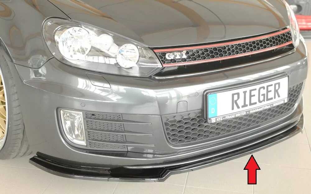 Rieger Tuning Rieger lipa pod přední nárazník pouze pro GTI / GTD pro Volkswagen Golf 6 GTI kabriolet, plast ABS lakovaný do černé lesklé barvy