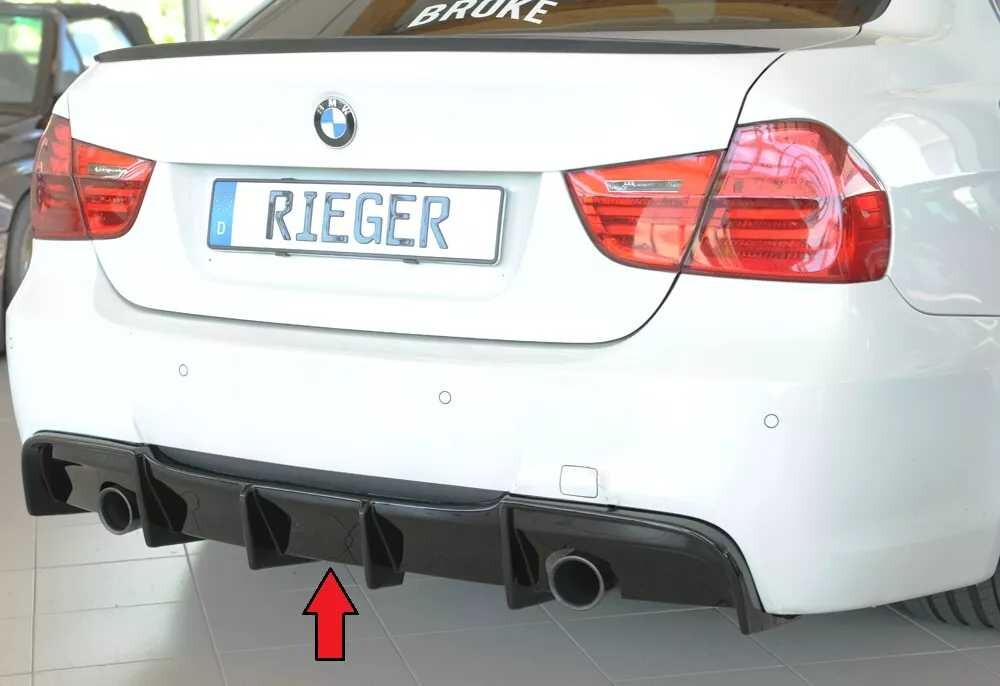 Rieger Tuning Rieger vložka zadního nárazníku pro BMW řada 3 E91 touring, plast ABS lakovaný do černé lesklé barvy, pro originální koncovku na obou stranách