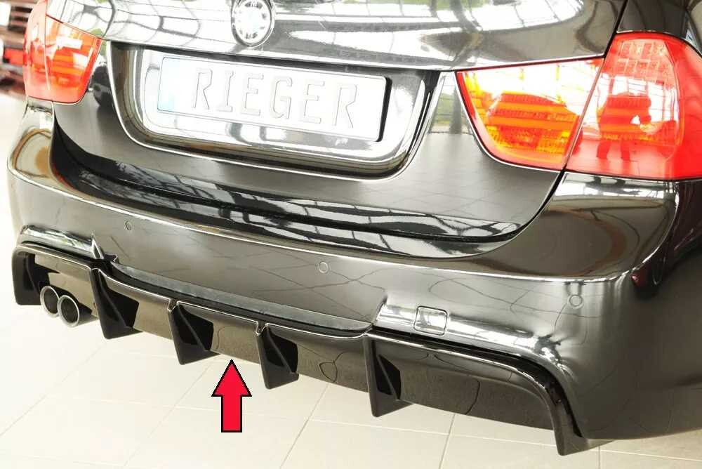 Rieger Tuning Rieger vložka zadního nárazníku pro BMW řada 3 E91 touring, plast ABS lakovaný do černé lesklé barvy, pro originální koncovku na levé straně