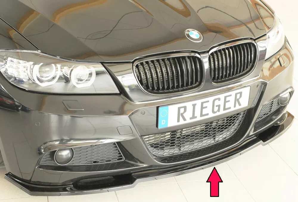 Rieger Tuning Rieger lipa pod přední nárazník pro BMW řada 3 E91 touring, 09/08-, plast ABS lakovaný do černé lesklé barvy