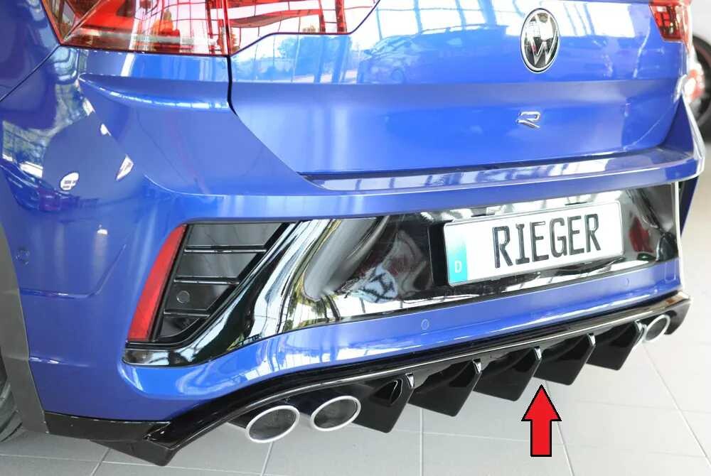 Rieger Tuning Rieger vložka zadního nárazníku pro Volkswagen T-roc A1 5-dvéř., plast ABS lakovaný do černé lesklé barvy