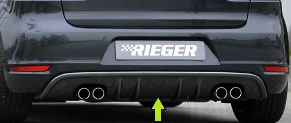 Rieger Tuning Rieger vložka zadního nárazníku s dvojitými žebry pro Volkswagen Golf 6 kabriolet, plast ABS lakovaný do černé lesklé barvy