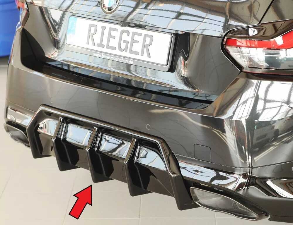 Rieger Tuning Rieger Heckeinsatz (Mittelteil) pro BMW řada 2 G42 kupé, plast ABS lakovaný do černé lesklé barvy