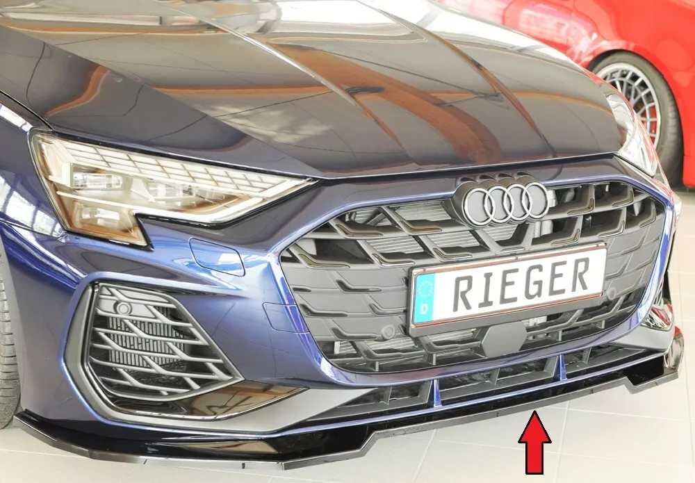 Rieger Tuning Rieger lipa pod přední nárazník pro Audi A3 GY 5-dvéř. (sportback), 06/24-, plast ABS lakovaný do černé lesklé barvy