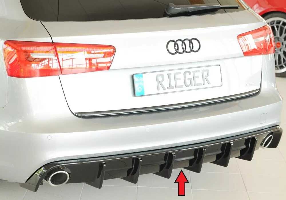 Rieger Tuning Rieger vložka zadního nárazníku (pro vozy bez tažného zař.) pro Audi A6 4G, C7 sedan, plast ABS lakovaný do černé lesklé barvy
