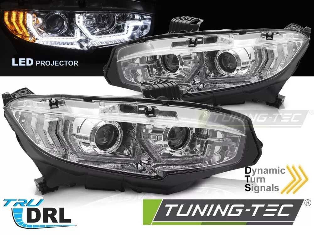 LED HEADLIGHTS CHROME DRL SEQ fits HONDA CIVIC X 16-21