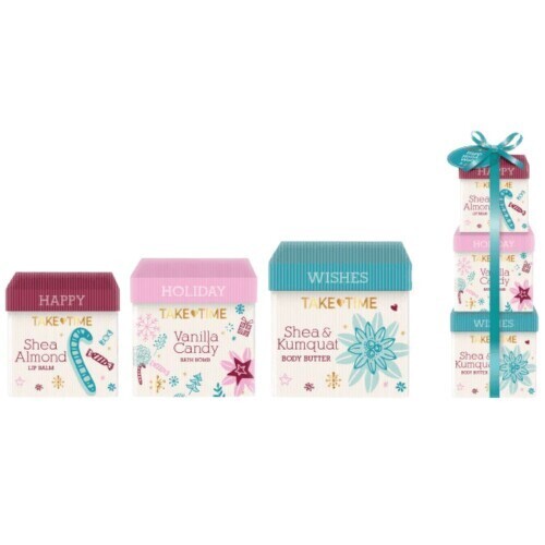 TAKE TIME Balzám na rty 7,5g + koupelová bomba 40g + tělové máslo 50ml