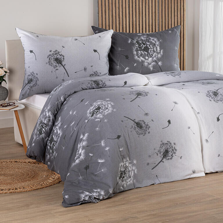 Flanelové ložní povlečení PAMPELIŠKA šedá