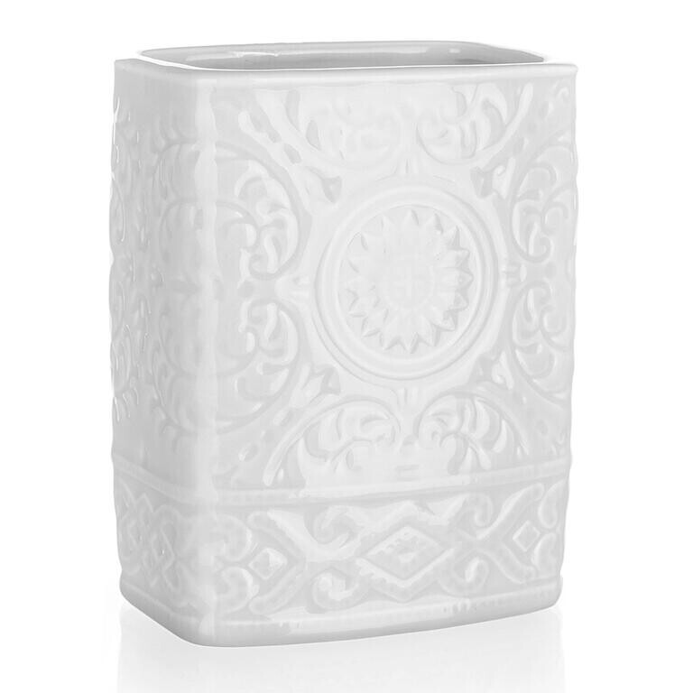 Kelímek na kartáčky keramický bílý