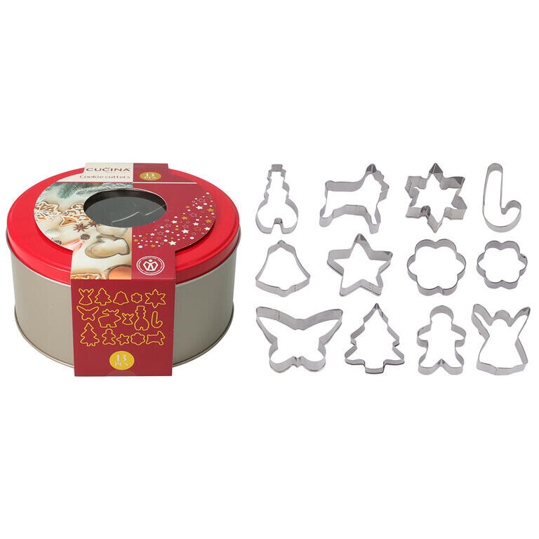Sada nerezových vykrajovátek v kovovém boxu VÁNOCE 13 ks