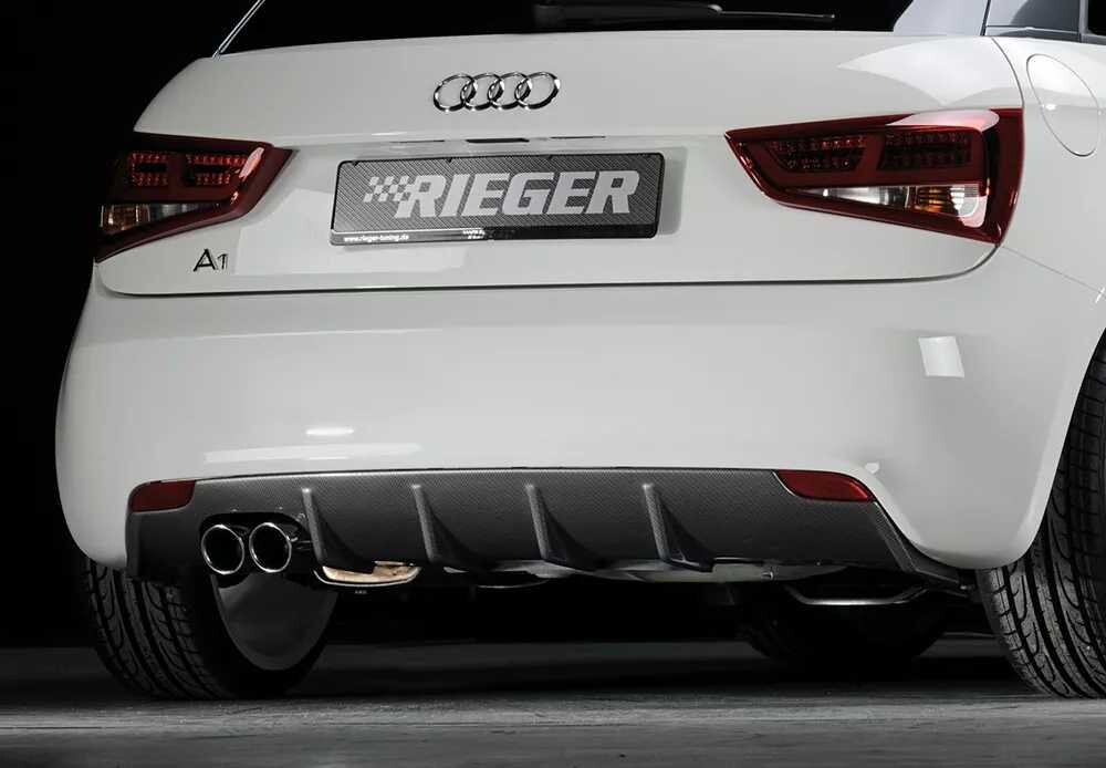 Rieger Tuning Rieger vložka zadního nárazníku pro Audi A1 8X 3-dvéř., 5-dvéř. (sportback) před faceliftem, plast ABS s povrchovou úpravou Carbon-Look, pro dvojitou koncovku vlevo 2x76 mm