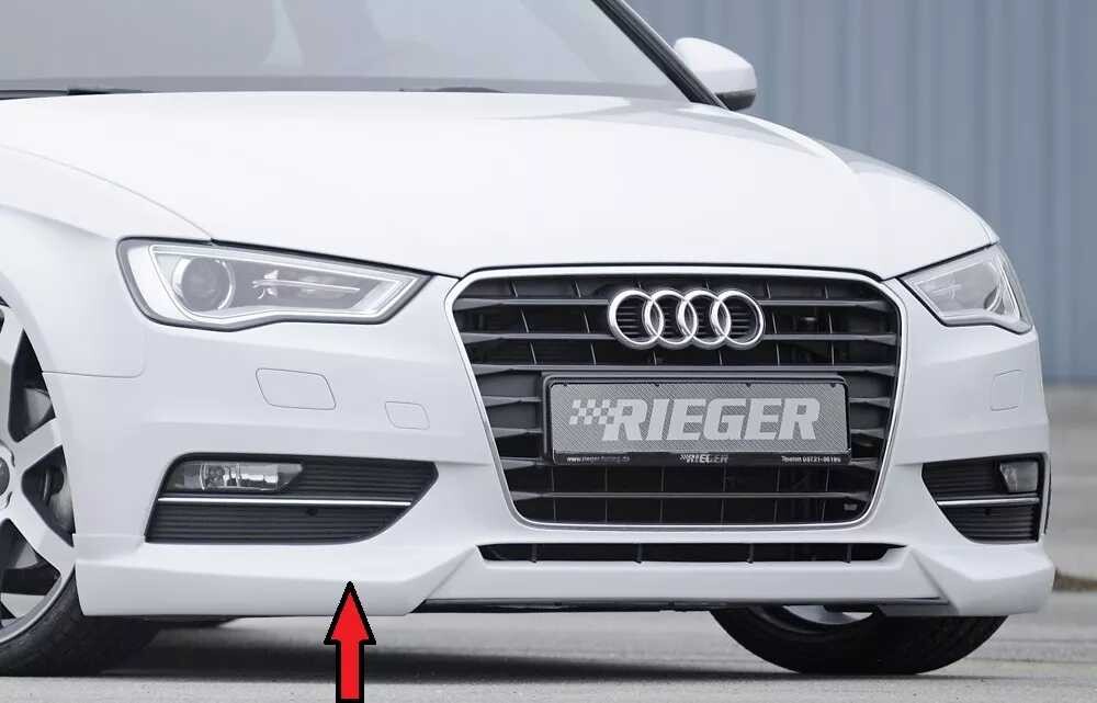 Rieger Tuning Rieger spoiler pod přední nárazník pro Audi A3 8V 3-dvéř. (hatchback 8V1), 5-dvéř. (sportback 8VA) před faceliftem, r.v. 07/12-08/16, plast ABS bez povrchové úpravy