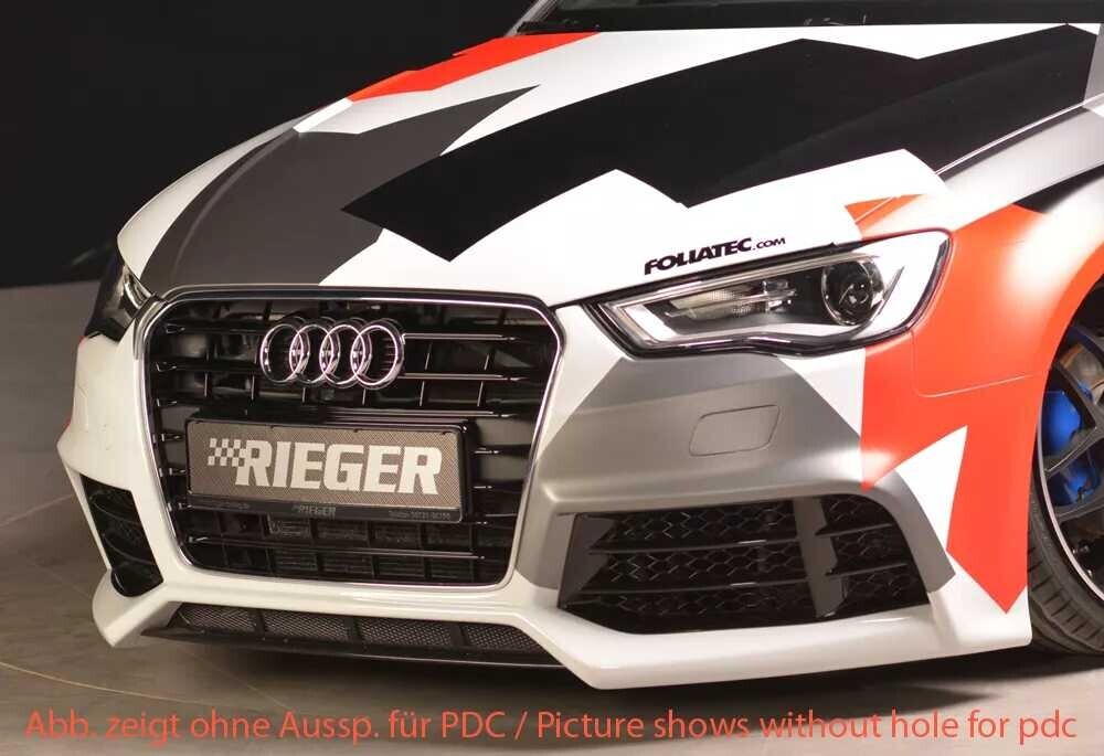 Rieger Tuning Rieger přední nárazník pro Audi A3 S3 8V 3-dvéř. (hatchback 8V1), 5-dvéř. (sportback 8VA) před faceliftem, plast ABS bez povrchové úpravy, pro vozy s ostřikovači světlometů a parkovacím asistentem (PDC)
