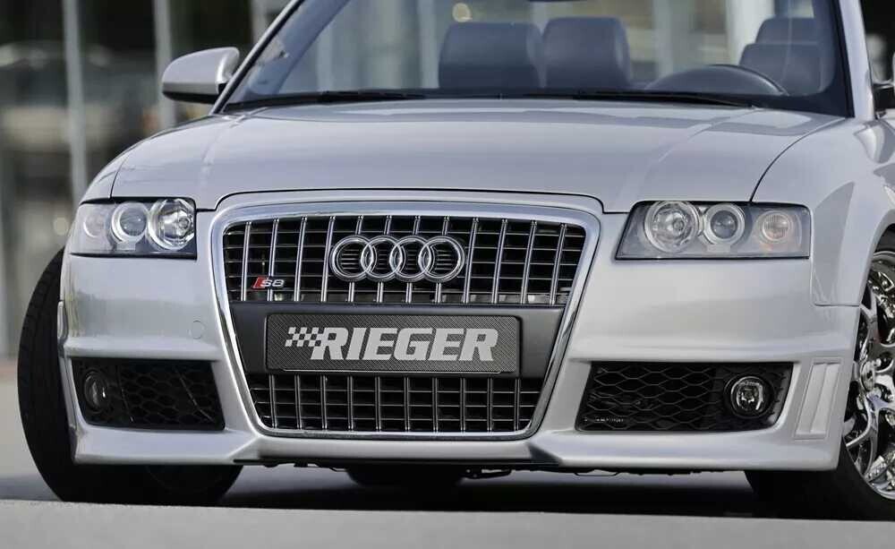 Rieger Tuning Rieger přední nárazník pro Audi A4 8H kabriolet před faceliftem, plast ABS bez povrchové úpravy, s žebrováním, s držáky originálních mlhových světel