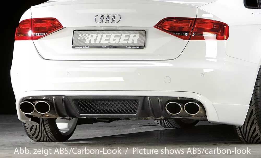Rieger Tuning Rieger spoiler pod zadní nárazník pro Audi A4 B8, B81 avant, sedan před faceliftem r.v. 11/07-12/11, plast ABS bez povrchové úpravy, mimo S-Line, pro dvojité koncovky na obou stranách 4x115x85 mm