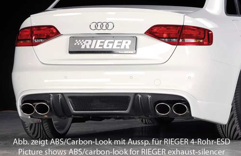 Rieger Tuning Rieger spoiler pod zadní nárazník pro Audi A4 B8, B81 avant, sedan před faceliftem r.v. 11/07-12/11, plast ABS bez povrchové úpravy, S-Line, pro koncovku vlevo