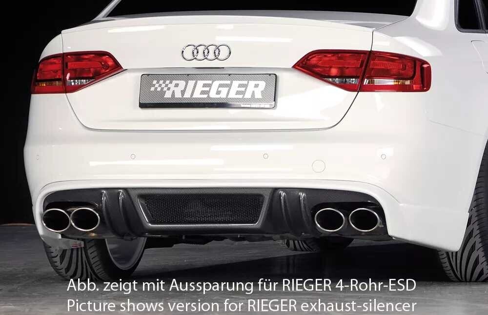 Rieger Tuning Rieger spoiler pod zadní nárazník pro Audi A4 B8, B81 avant, sedan před faceliftem r.v. 11/07-12/11, plast ABS s povrchovou úpravou Carbon-Look, S-Line, pro koncovku vlevo