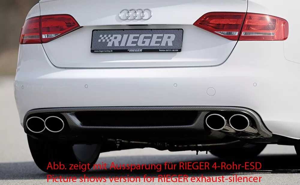 Rieger Tuning Rieger vložka zadního nárazníku pro Audi A4 B8, B81 avant, sedan před faceliftem, plast ABS s povrchovou úpravou Carbon-Look, mimo S-Line, pro orig. dvojitou koncovku vlevo
