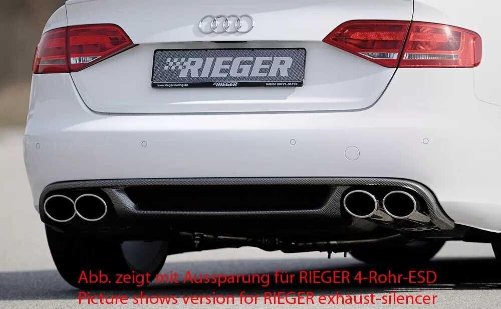 Rieger Tuning Rieger vložka zadního nárazníku pro Audi A4 B8, B81 avant, sedan před faceliftem, plast ABS s povrchovou úpravou Carbon-Look, mimo S-Line, pro orig. koncovky na obou stranách