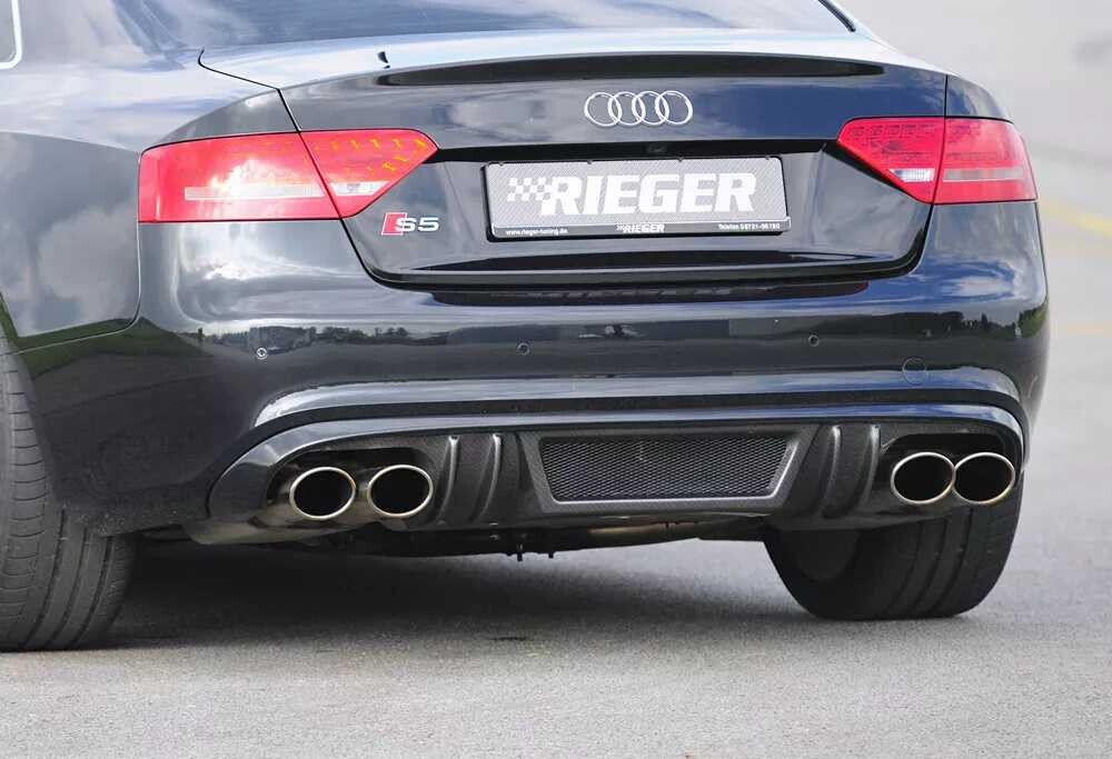 Rieger Tuning Rieger vložka zadního nárazníku pro Audi A5 S5 B8, B81 Sportback před faceliftem, plast ABS s povrchovou úpravou Carbon-Look, S-Line, pro sportovní koncovky na obou stranách 4x115x85 mm