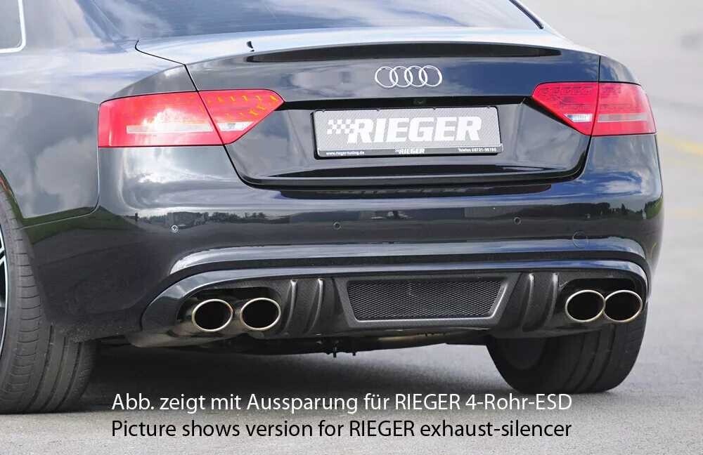 Rieger Tuning Rieger vložka zadního nárazníku pro Audi A5 S5 B8, B81 kabriolet, kupé před faceliftem, plast ABS s povrchovou úpravou Carbon-Look, S-Line, pro orig. dvojité koncovky na obou stranách