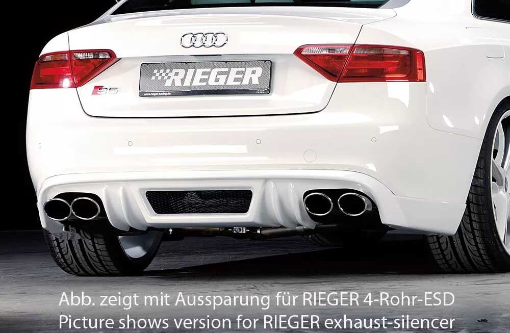 Rieger Tuning Rieger spoiler pod zadní nárazník pro Audi A5 S5 B8, B81 Sportback před faceliftem r.v. 06/07-07/11, plast ABS bez povrchové úpravy, S-Line, pro orig. koncovky na obou stranách