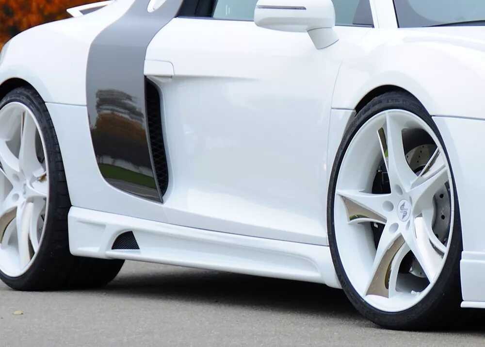 Rieger Tuning Rieger boční práh mont. strana pravá pro Audi R8 42 kupé, spyder, r.v. 04/07-, plast ABS bez povrchové úpravy, s prolisem a výřezem