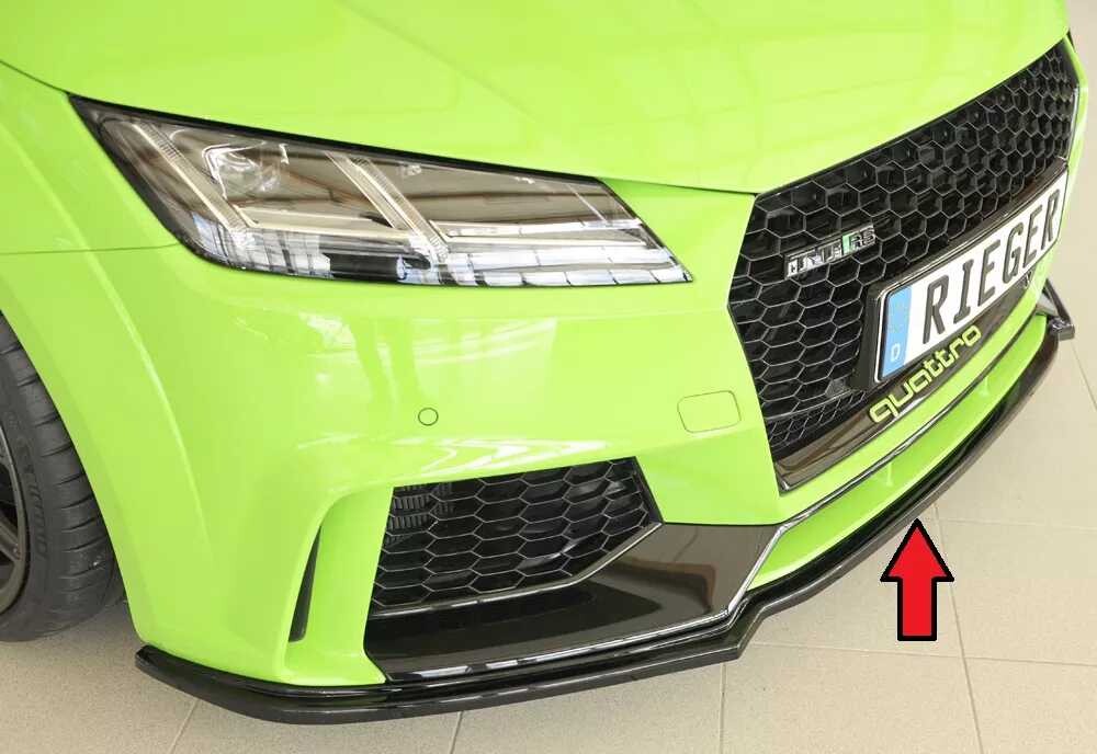 Rieger Tuning Rieger lipa pod přední nárazník pro Audi TT RS 8J, 8J1-FV, 8S kupé, roadster před faceliftem, 05/16-08/18, plast ABS lakovaný do černé lesklé barvy