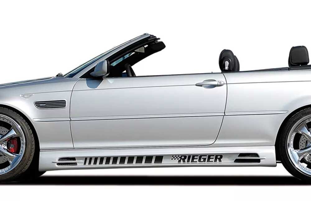 Rieger Tuning Rieger boční práh (185mm) mont. strana levá pro BMW řada 3 E46, E46 M3 compact, kabriolet, kupé, sedan vč. faceliftu, r.v. 02/02-, 02/98-12/01, 06/00-, plast ABS bez povrchové úpravy, s prolisem, s prolisem a dvěma výřezy