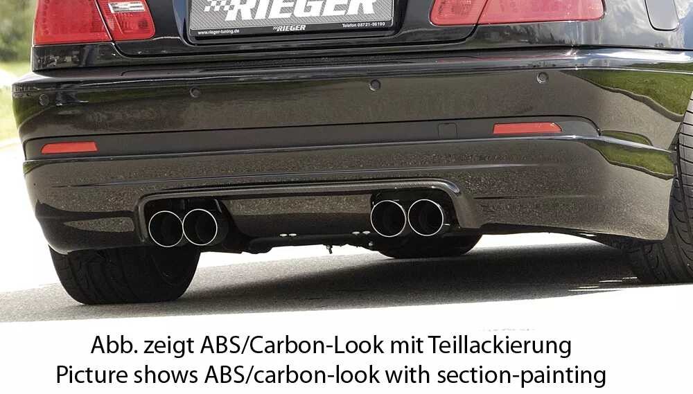 Rieger Tuning Rieger spoiler pod zadní nárazník M3-Look pro BMW řada 3 E46 kabriolet, kupé po faceliftu r.v. 02/02-, plast ABS s povrchovou úpravou Carbon-Look