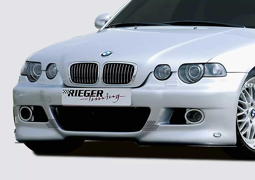 Rieger Tuning Rieger přední nárazník pro BMW řada 3 E46 compact po faceliftu, plast ABS bez povrchové úpravy, pro vozy s ostřikovači světlometů
