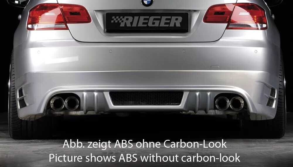 Rieger Tuning Rieger spoiler pod zadní nárazník pro BMW řada 3 E92, E93 kabriolet, kupé před faceliftem r.v. 03/07-02/10, 09/06-02/10, plast ABS s povrchovou úpravou Carbon-Look, mimo 335i a 335d, pro vozy s dvojitými koncovkami na obou stranách