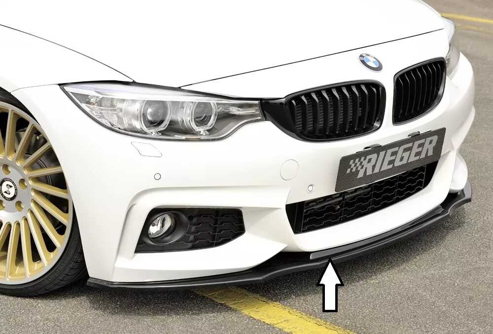 Rieger Tuning Rieger lipa pod přední nárazník pro BMW řada 4 F32, F33, F36 coupe (3-dvéř.), gran coupe (5-dvéř.), kabriolet vč. faceliftu, 03/13-06/15, 05/14-06/15, 07/15-, 11/12-06/15, plast ABS lakovaný do černé lesklé barvy