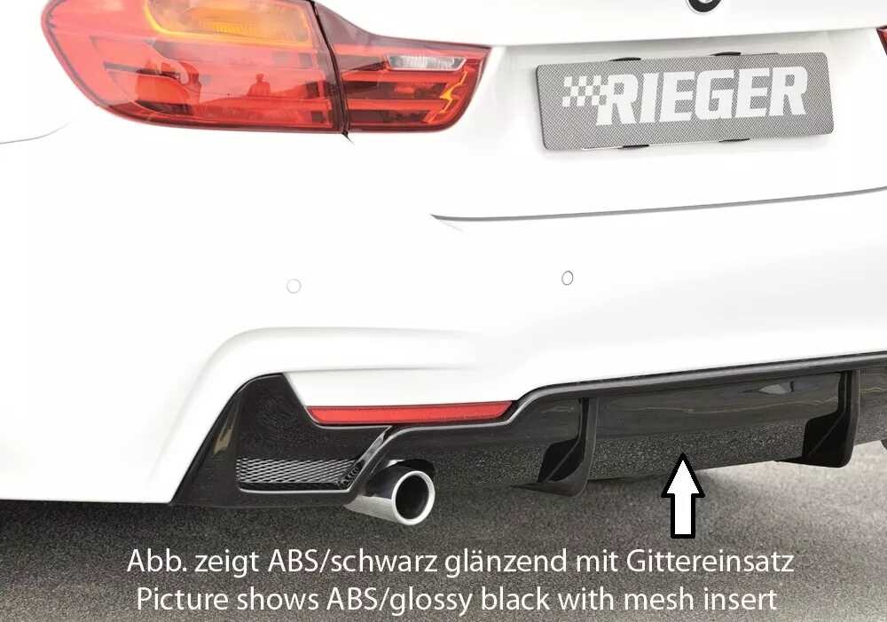 Rieger Tuning Rieger vložka zadního nárazníku pro BMW řada 4 F32, F33, F36 coupe (3-dvéř.), gran coupe (5-dvéř.), kabriolet vč. faceliftu, plast ABS s povrchovou úpravou Carbon-Look, pro orig. koncovku vlevo