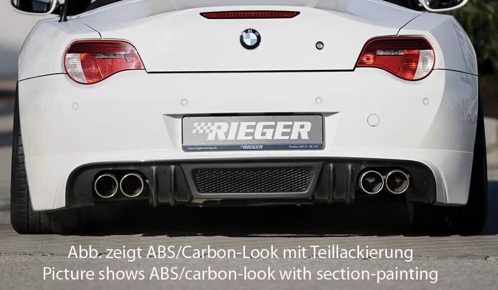 Rieger Tuning Rieger spoiler pod zadní nárazník pro BMW Z4 E85 kupé, roadster po faceliftu r.v. 01/06-03/09, plast ABS bez povrchové úpravy, pro vozy s dvojitou koncovkou na obou stranách 4x76 mm