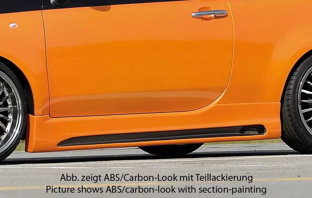 Rieger Tuning Rieger boční práh mont. strana pravá pro Fiat 500 312 2-dvéř., r.v. 10/07-, plast ABS bez povrchové úpravy, s prolisem a výřezem
