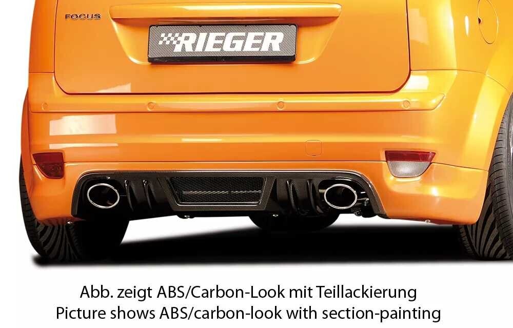 Rieger Tuning Rieger spoiler pod zadní nárazník pro Ford Focus 2 3-dvéř., 5-dvéř. před faceliftem r.v. 07/04-01/08, plast ABS s povrchovou úpravou Carbon-Look, pro vozy s koncovkami na obou stranách