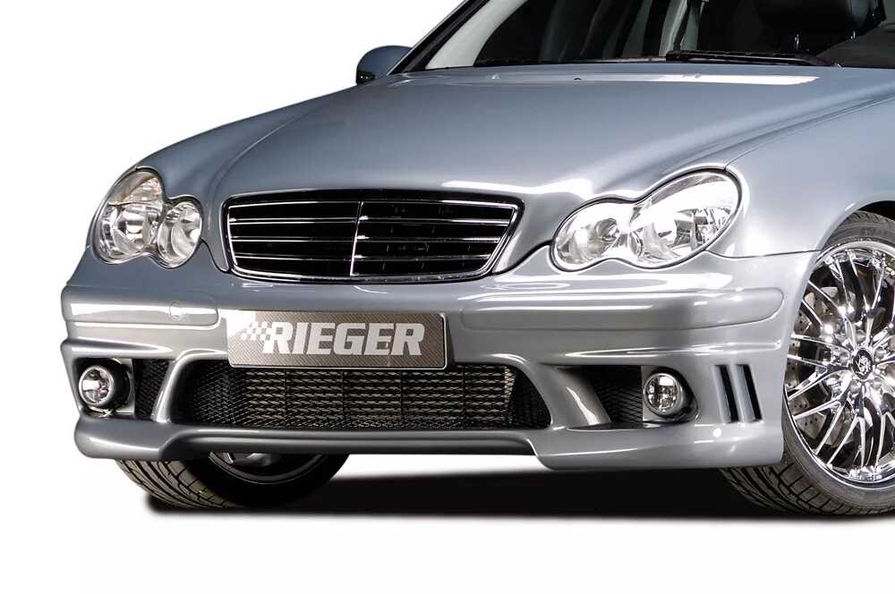Rieger Tuning Rieger přední nárazník pro Mercedes třída C W203 sedan, t-model, plast ABS bez povrchové úpravy, pro vozy bez ostřikovačů světlometů a parkovacího asistenta (PDC)