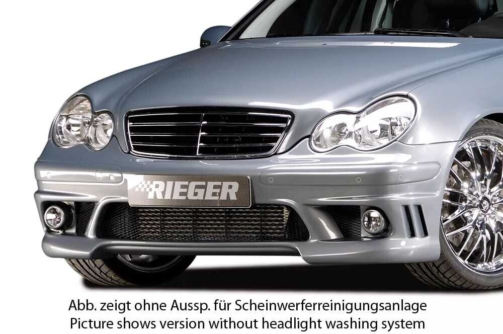 Rieger Tuning Rieger přední nárazník pro Mercedes třída C W203 sedan, t-model, plast ABS bez povrchové úpravy, pro vozy s ostřikovači světlometů a parkovacím asistentem (PDC)