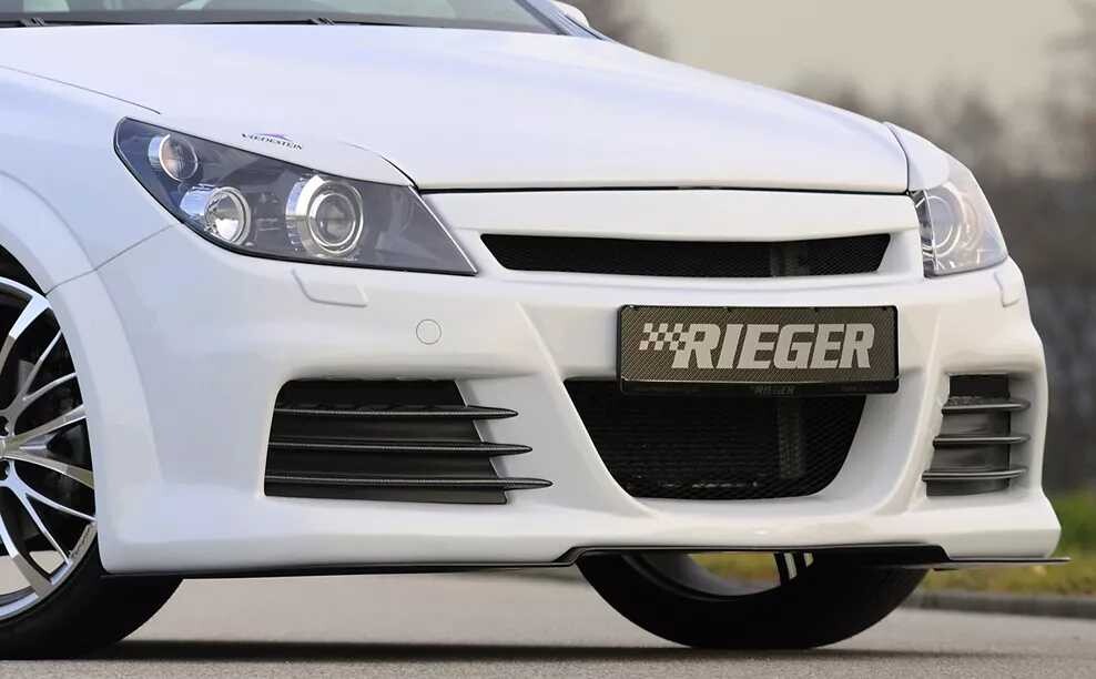 Rieger Tuning Rieger přední nárazník pro Opel Astra H vč. GTC, Twin-Top 3-dvéř., 5-dvéř., caravan, hatchback, kabriolet, plast ABS bez povrchové úpravy, s malým výřezem pro ostřikovače předních světlometů