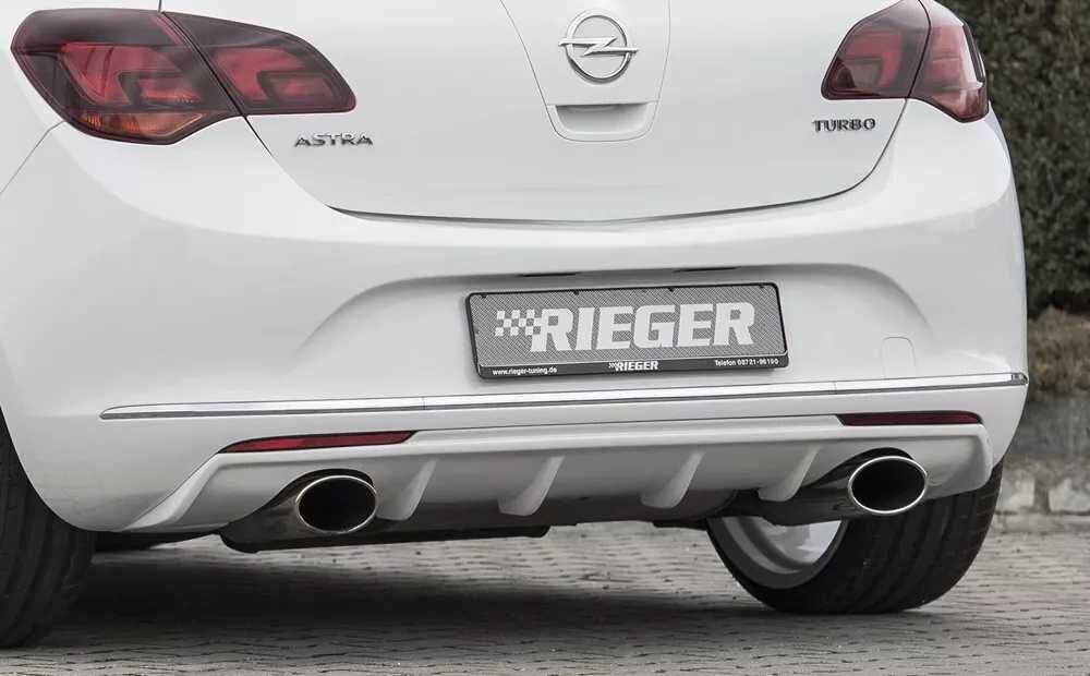 Rieger Tuning Rieger vložka zadního nárazníku pro Opel Astra J 5-dvéř., hatchback po faceliftu, plast ABS bez povrchové úpravy, pro sportovní koncovky na obou stranách 140x90 mm