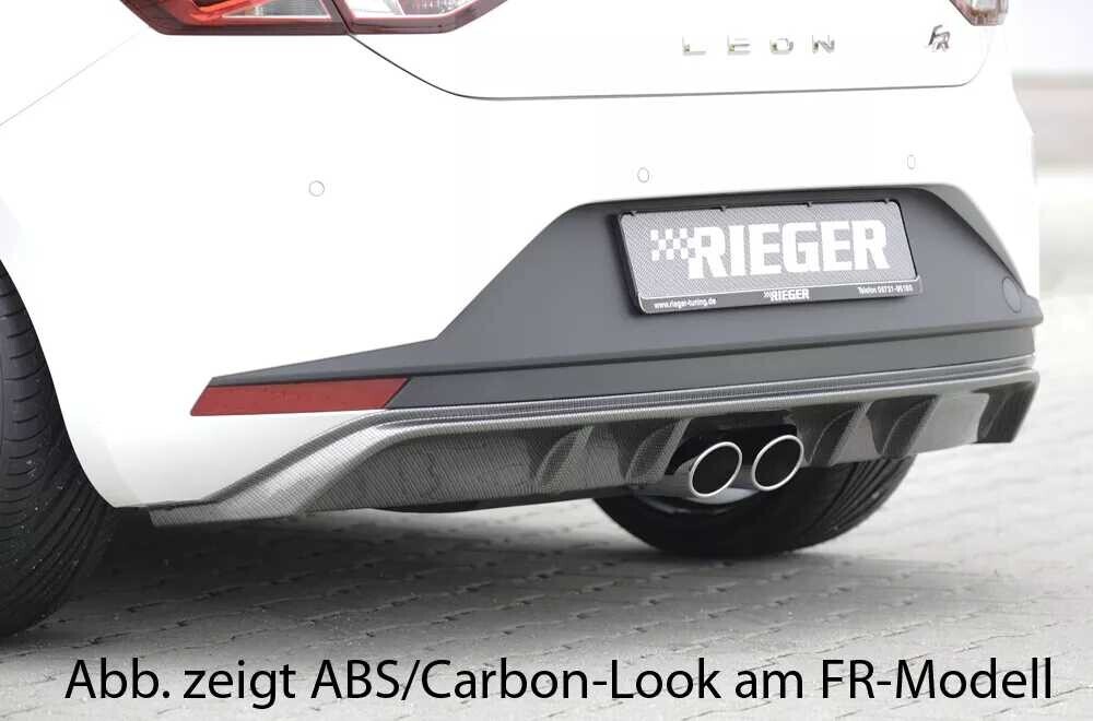 Rieger Tuning Rieger spoiler pod zadní nárazník pro Seat Leon 5F 3-dvéř. (sc), 5-dvéř. před faceliftem r.v. 10/12-12/16, plast ABS bez povrchové úpravy, pro dvojitou koncovku uprostřed