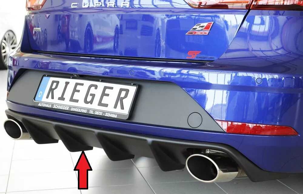 Rieger Tuning Rieger vložka zadního nárazníku pro Seat Leon Cupra 5F 5-dvéř. (ST/Combi) po faceliftu, plast ABS bez povrchové úpravy