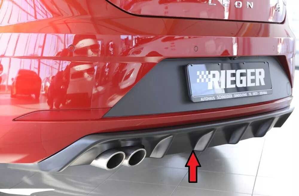 Rieger Tuning Rieger vložka zadního nárazníku pro Seat Leon FR 5F 3-dvéř. (sc), 5-dvéř. po faceliftu, plast ABS bez povrchové úpravy, pro dvojitou koncovku vlevo