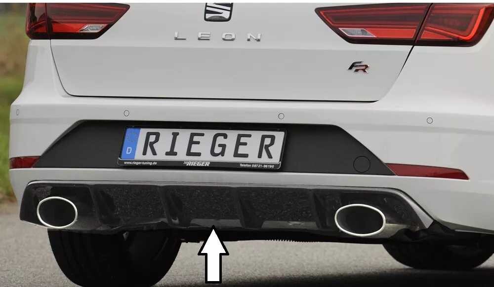 Rieger Tuning Rieger vložka zadního nárazníku pro Seat Leon FR 5F 5-dvéř. (ST/Combi) po faceliftu, plast ABS lakovaný do černé lesklé barvy, pro sportovní koncovky na obou stranách 152x95 mm