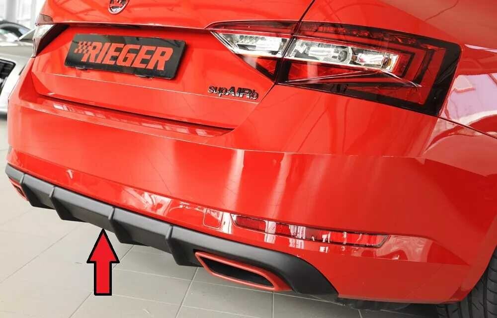 Rieger Tuning Rieger vložka zadního nárazníku pro Škoda Superb III 3T, 3V combi, sedan vč. faceliftu, plast ABS bez povrchové úpravy, 2.0 TSI (200/206kW), bez tažného zařízení